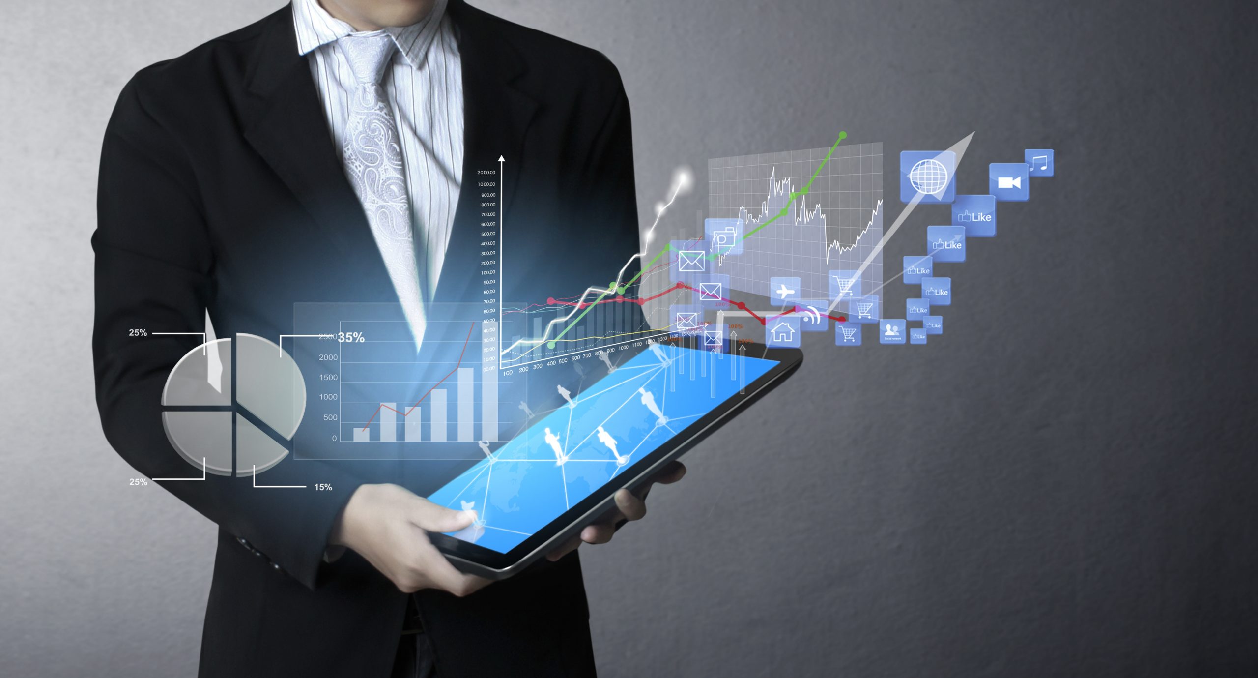 Reviewing dashboards on a tablet