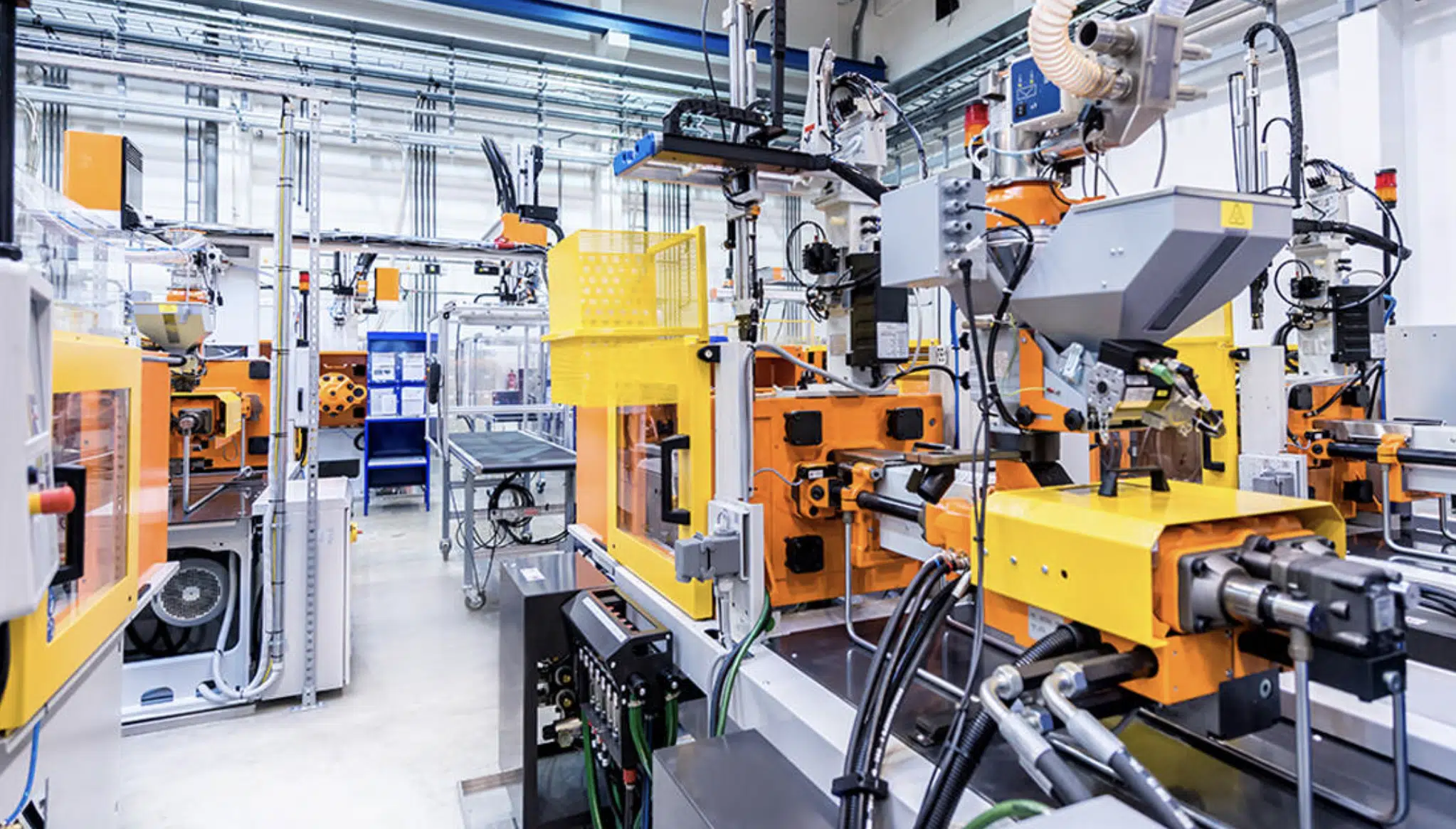 Industrial production equipment on a factory floor